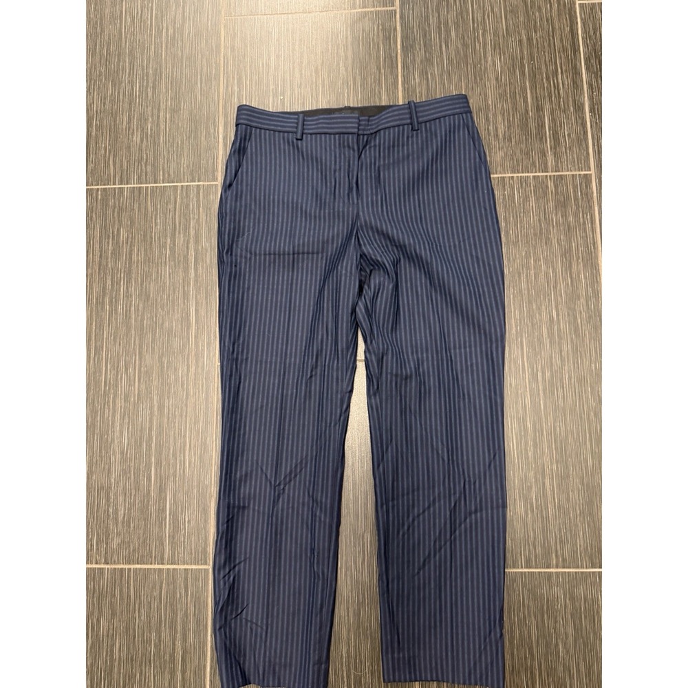 Theory Women's Wool Tailored Trouser Vertical Stripe Menswear Academia Office